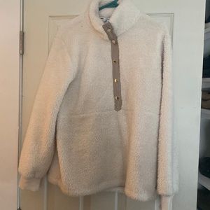 Fuzzy white CALVIN KLEIN Sherpa button up